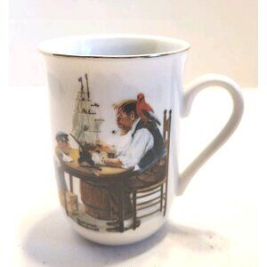 The Norman Rockwell Museum, Inc 1985 "For A Good Boy" Gold Trim Coffee Mug